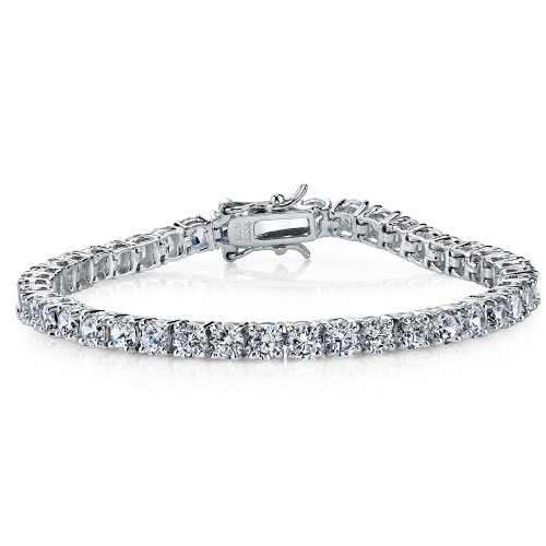 Metal Masters 10 Carats 925 Sterling Silver and Round-Cut Cubic Zirconia Eternity Tennis Bracelet 4mm 7.25