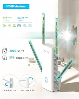 WAVLINK Ripetitore WiFi 6 Potente per Casa, Amplificatore Segnale wifi AX3000 con porta Ethernet, Doppia Banda(5GHz/2.4GHz) Access point WiFi Extender Antenne 5 * 5dbi Copertura fino a 3000sq.ft