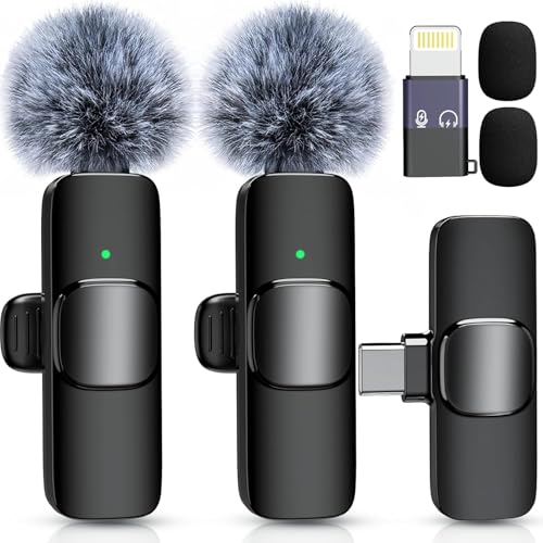 BwelHcou Microphone Lavalier sans Fil pour iPhone/iPad/Android/Mini Microphone sans Fil pour Streaming en Direct, Enregistrement vidéo, interviews en Plein air ou intérieur, Youtube, TikTok, Vlog