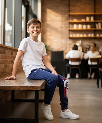 Image of KYDA KIDS 100% Cotton Track Pants for Boys | Premium Printed Soft Single Jersey Fabric | Elastic Waist Loose Fit Summer Full Length with Rib Hem (Pack of 2)
