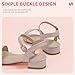 Hehainom Girls Dress Shoes Low Nude Nubuck Heels Sandals Open Toe Wedding Party School for Little Big Kids Flower Girl 5 Shoes