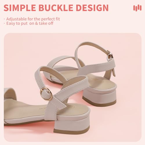 Image of Hehainom Girls Dress Shoes Low Heels Sandals Open Toe Wedding Party School for Little Big Kids Flower Girl Shoes