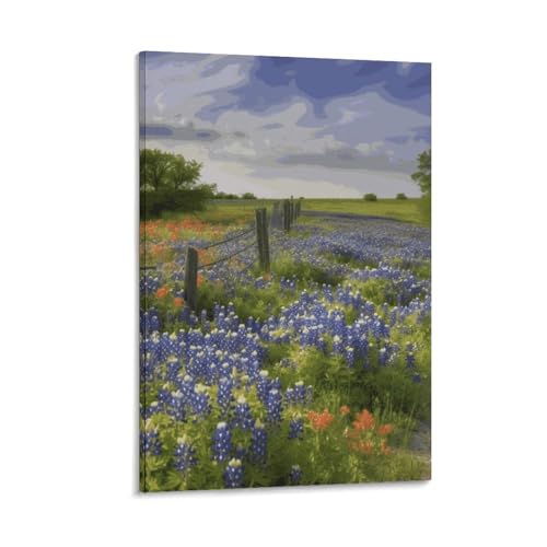 Toile murale Texas Bluebonnets modern décoration salon chambre BVNMT