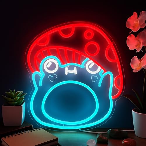 Frog Mushroom Neon Sign – LED Mushroom Light for Bedroom