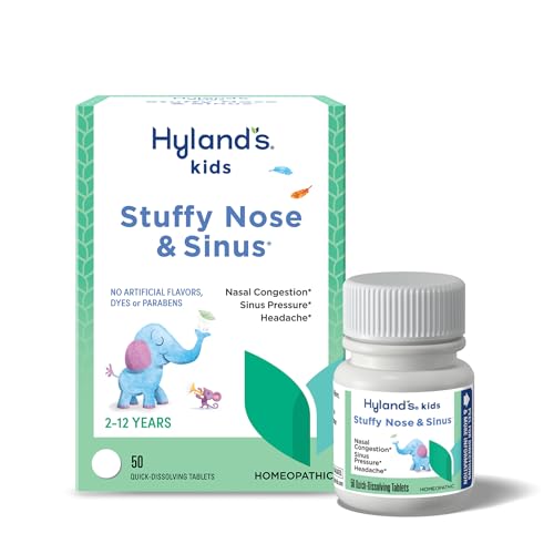 Hyland's Kids Stuffy Nose and Sinus Tablets, Cold Medicine for Children Ages 2 and up, Headache...