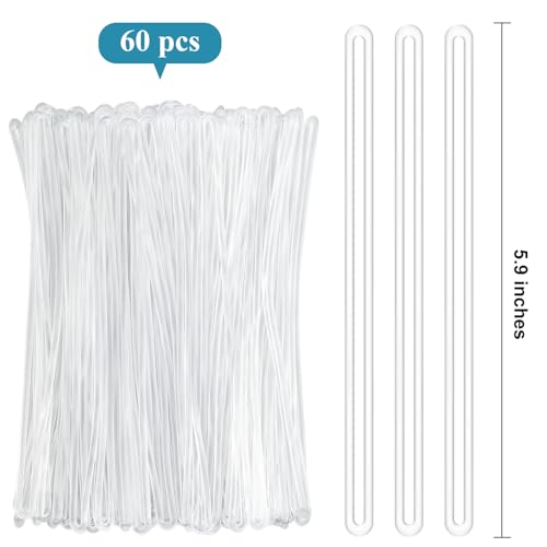 60 Pack Luggage Loop Straps Clear Plastic Luggage Tag Straps 6 Inch Worm Loops for Luggage Tags, Bag Tags2
