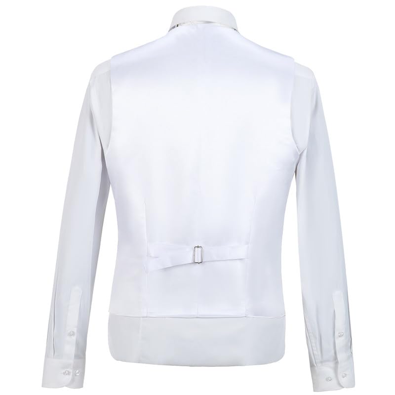 Mens 5 Button Real Tree Camo White Slim Fit Vests (Vest+Bowtie)2