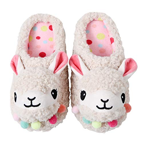 Dechic Cute Animal Slippers Soft Funny Alpaca Slippers Fuzzy Llama Slippers Memory Foam For Women Indoor Warm Fleece Slippers Ladies Girls House Non-Slip Slippers #TOP1