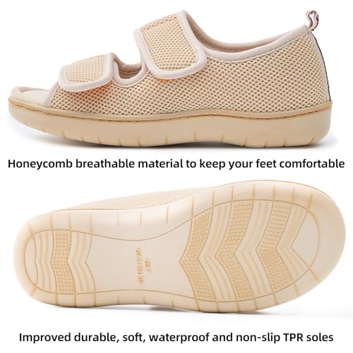 Image of Women's Slippers with Arch Support, Adjustable Open Toe Shoes for Diabetic
