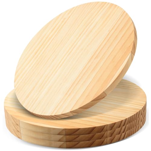 AWIZOM 4 Pack 12 Inch Round Pine Wood Circle Plaques - Unfinished Wooden Circle Signs for DIY Craft Painting Engraving Wood Carving Home Decor (0.59 Inch Thick)