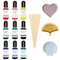 Altaroo 9 Stück Farbpigmente für Gießpulver, Gießpulver Farbe 9 Farben mit 5 Rührstäbchen, Farbe für Gießpulver Pigment auf Wasserbasis für Betonfarbe, Gips, Zementfarbe, Keramik -je 10ml