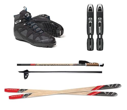 Whitewoods Whitetail Adult Metal Edge Backcountry Cross Country NNNBC Ski Package: Skis, Bindings, Boots, Poles (190 cm Skis, EU Boot Size: 43)