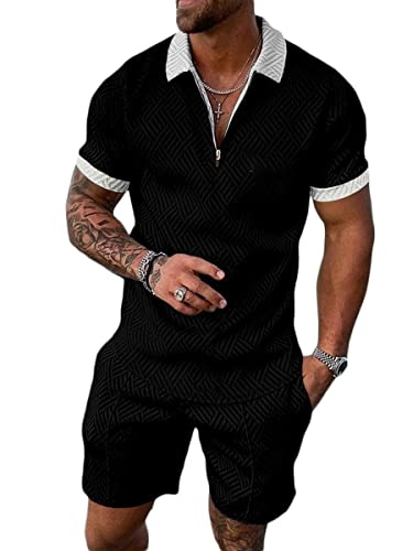 Osheoiso Herren 2 Teiliges T-Shirt und Hosen Sets Shirt Shorts Jogginganzug...