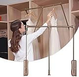 Adjustable Pull Down Closet Rod Aluminum, Wardrobe Lift Rail Organizer Storage System with Maximum L