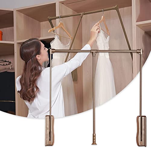 Adjustable Pull Down Closet Rod Aluminum, Wardrobe Lift Rail Organizer Storage System With Maximum Load-Bearing 40Kg For 56.4-115Cm/22.20-45.28In M #TOP16