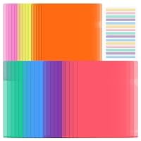35 Klarsichthüllen A4 set, Prospekthüllen Seitlich Offen, Glasklare a4 Folienhüllen für Schule, Büro, Haushalt, 7 Farben, 300 bunte Registertabs