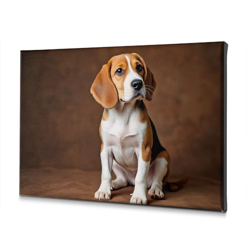 Tableau salle de bain chiot beagle déco printanière de Pâques toile 40x60