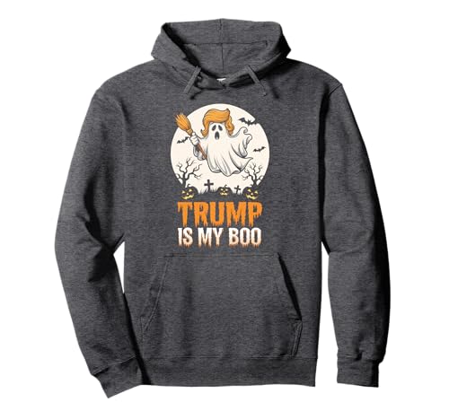 Funny Ghost With Trump Hair Halloween Boo Pullover Hoodie