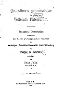 Quaestiones Grammaticae in Velleium Paterculum 1517489415 Book Cover