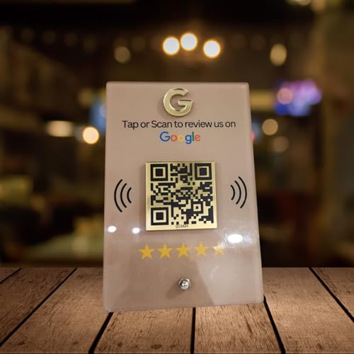 Golden QR Border NFC & QR Tap or Scan Standee for Business by tinydabba
