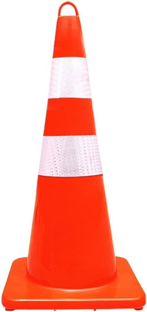 Cône de signalisation rétractable en PVC robuste avec bandes réfléchissantes haute performance