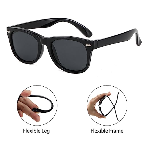 DRERIO Kindersonnenbrille Kinder Polarisierte Sonnenbrille Kleinkind Schwarz Navigator Sonnenbrille UV-Schutz für Kinder Polarisierte Brillen Alter 3-8 (Schwarz)