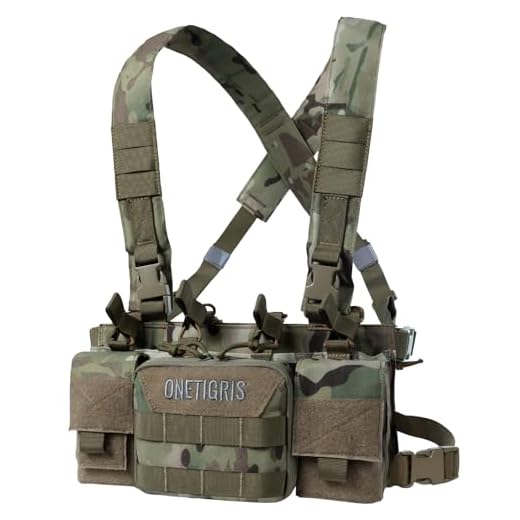 OneTigris Tactical Chest Rig with 5.56/7.62 Rifle Mag Pouches Pistol Mag Pouches and X Harness for Airsoft Shooting Wargame Paintball (Multicam)