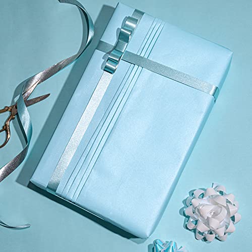 Image of RUSPEPA Blue Matte Wrapping Paper - Solid Color Pearly - lustre Paper Perfect for Wedding, Birthday, Christmas, Baby Shower -17 Inches X 32.8 Feet