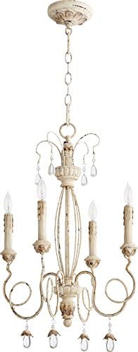 Quorum 6044-4-70 Crystal Accents Four Light Chandelier from Venice Collection in White Finish,