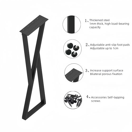 Regulowane 2 szt. Metalowe nogi stołowe typu X, nowoczesny design przemysłowy, odporne na rdzę 50 cm, trwałe złote wykończenie, idealne na stoły jadalne i wystrój domu