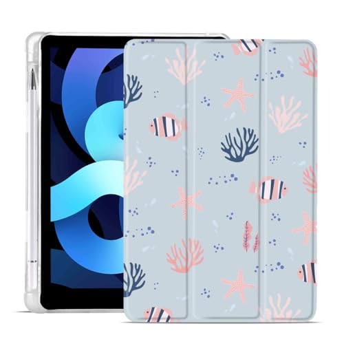 Coque iPad 10e génération avec porte-crayon - Protection TPU souple motif océan