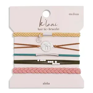 K'lani Hair Tie Bracelets for Women - Elastic Hair Bands That Double as Stylish Jewelry - Aloha - Large