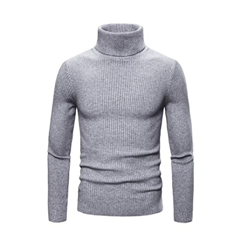 Pull tricot homme à revers élastique anti-serrage | Haut gris automne L
