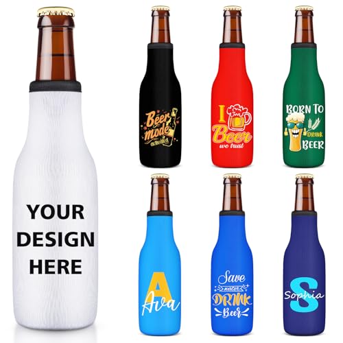 Custom Beer Bottle Sleeve Insulators 12oz Standard Zip-up Bottle Jacket Non-slip Thick Neoprene Drink Holder with Personalized Logo Text Bulk