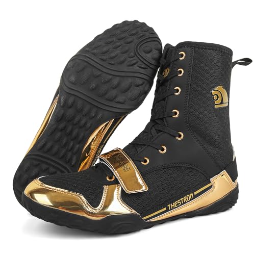 Image of THESTRON Men's Professional Boxing Wrestling Shoes Breathable Fighting Training Boots Male Combat Shoes Man High Top Fitness Sports Sneakers