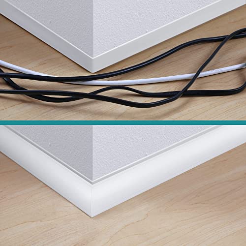 Image of 85in Corner Cable Cover, Paintable Cord Cover, Cable Management Channel for Wall, Floor Baseboard, Ceiling - 5 X L 17in | Self-Adhesive Cable Concealer, 5 Pack (17 inch Each), Quarter Round Cable Management Raceway for Baseboards & Ceiling Corners