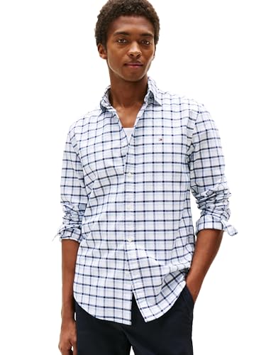 Image of Tommy Hilfiger Men's Long Sleeve Oxford Shirts in Regular Fit, Men's Button Down Shirts, Also Available in Big and Tall