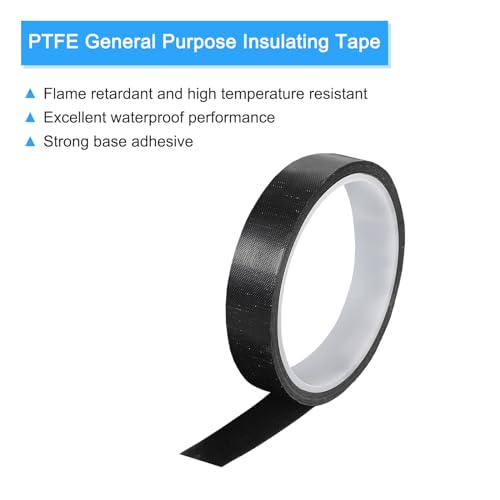 Image of MECCANIXITY High Temperature Tape 20mm PTFE Coated Fabric Tape Heat Resistant Tape for Vacuum Sealers Adhesive Tape 10m /33ft Black 0.13mm Thickness