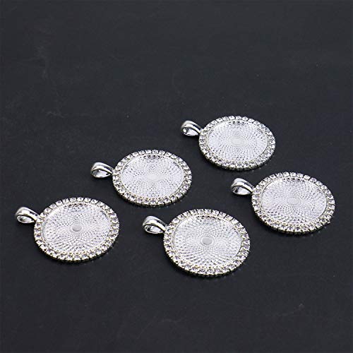 Monrocco 10 pcs Rhinestone Bezel Pendant Trays Cabochon Pendant Setting 1 inch/25mm Pendant Bezels for Photo Pendant Resin Craft Jewelry Making - Thumbnail 5