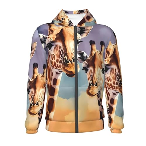 Giraffe Mother and Son Kids Pullover Hoodies Boys Zip Up Sweatshirts Girls Athletic Clothes with Pocket2