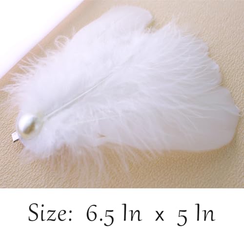 Pinzas para cabello con plumas blancas estilo ballet miniatura 5