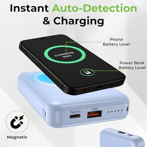 Image of UltraProlink |10000 mAh | Magnetic Mag-Safe Power Bank|Juice-Up Mag 6 |22.5W Type C Port with PD-PPS Support | Mag-Safe Charging for iPhone Series 17,16,15,14,13 | Made in India | Blue | UM1120