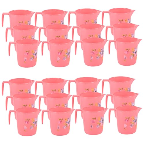 Image of Kuber Industries Bathroom Mugs Set of 24 | Plastic Mug for Bathroom | Water Mug | Bathing Mug | Flower Print | 500 ML | Pink