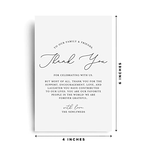 Bliss Collections Thank You Place Setting, Modern Calligraphy, Table Place Cards for Weddings, Receptions, Rehearsals, Dinner Parties, Events and Celebrations, 4\"x6\" (50 Cards)
