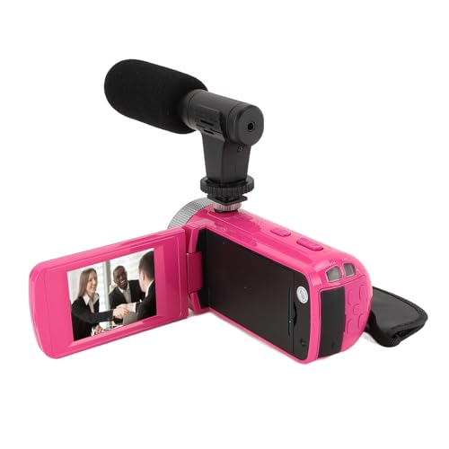 Video Camera, Digital Camera Screen Recorder, Full HD 1080P 15FPS 16MP 2.4 Inch 270 Degree Rotation LCD 16X Digital Zoom Camcorder Camera with Microphone and battery 1020mAh Batter