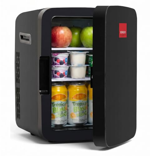 SENSIOHOME 15L Mini Fridge Cooler & Warmer - Sleek Small Fridge for Drinks Skincare Makeup Medicine & Snack Chiller - AC DC 12V Car Refrigerator for Travel Gamer Office Dorm & Camping