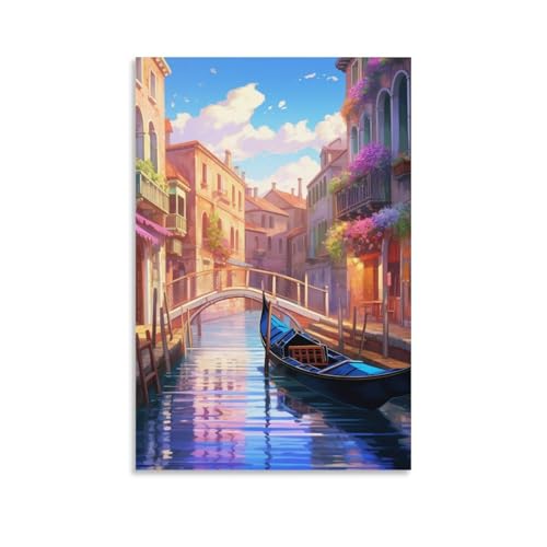 Venice Water City Murale habillez un grand mur vide avec ce tableau sur toile 50x75cm BXYAFEKUD