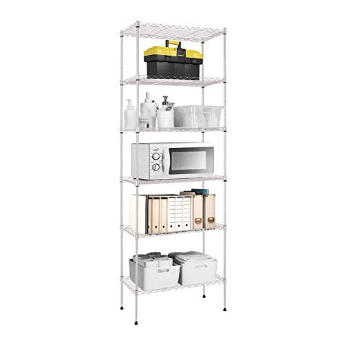 Devo Estantería Estantería de Cocina Estantería en Metal con Ganchos Laterales de Cromado 21.3Lx11.4Wx63.0H (Plata)