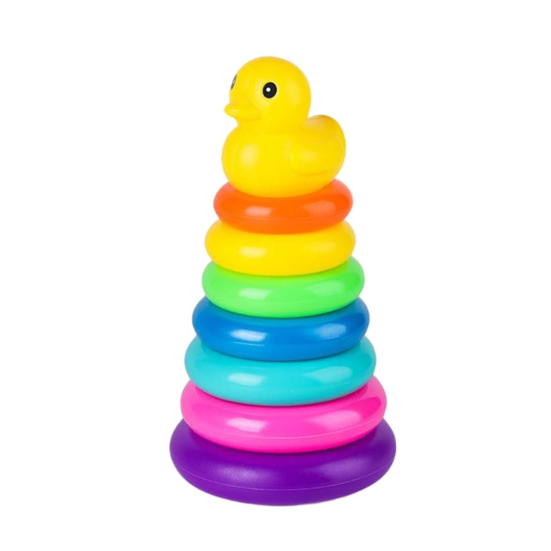 Peosaard Stacking Rings Baby Toy, Rainbow Tower, 7 Pcs, for 6+ Months, Blocks Educational Toys