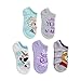 Disney Frozen Girls 5 Pack No Show Socks, Assorted Sherbet, Fits Sock Size 6-8.5 Fits Shoe Size 7.5-3.5